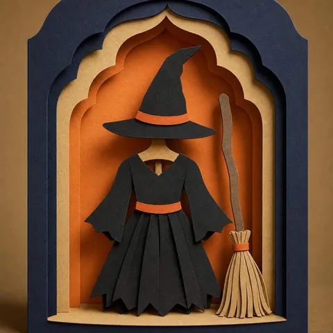Paper-cut illustration: Homemade Witch